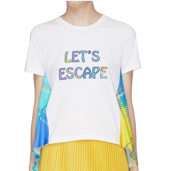 Mira Mikati White Tee with Colorful Accents - Picture 1 of 13